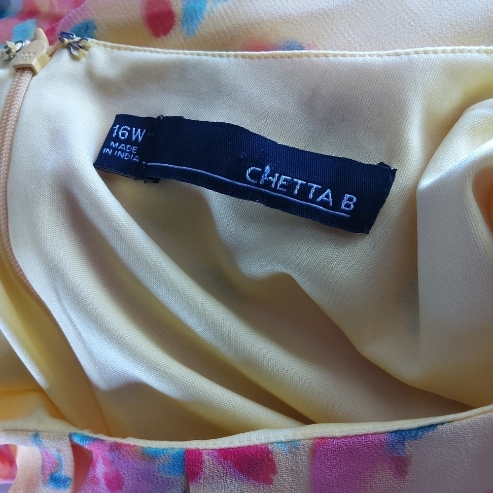CHETTA B SIZE 16 YELLOW FLORAL DRESS - Picture 6 of 6